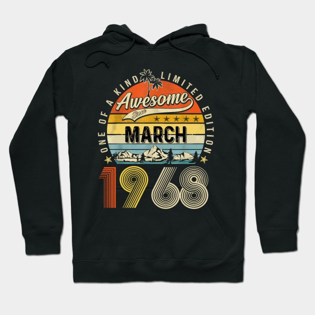 Awesome Since March 1968 Vintage 55th Birthday Hoodie by PlumleelaurineArt